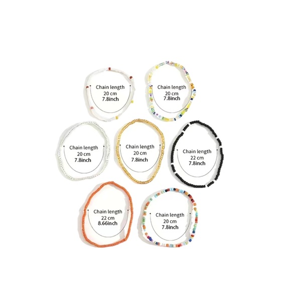 Handmade Boho Style Colorful Beaded Stackable Anklet Set - Picture 4 of 6